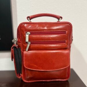 Wilson’s Leather Red Leather Organizer Bag Top Handle No Strap